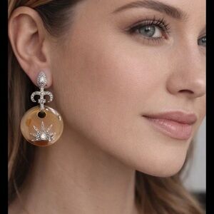 Ross-Simons Yellow Quartz Diamonds Drop Earrings